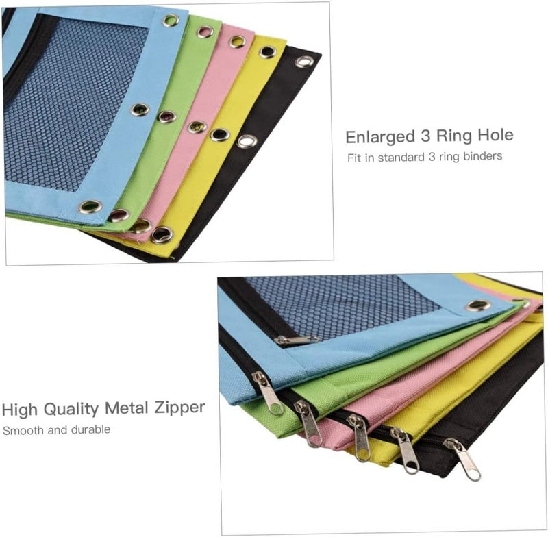 woobles Binder Pouches, 2pcs Binder Pencil Bags with Zipper, Dual Pocket Pencil Case Bag with Mesh Window, Pencils Storage Container for Office School Supplies(Blue+Pink) - Image 4